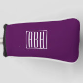Initialmonogramm | White on Deep Lila Golf Headcover (Vorderseite)
