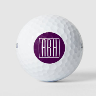 Initialmonogramm White on Deep Lila Golfball