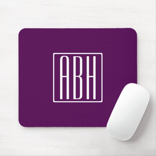 Initialmonogramm | White on Deep Lila Mousepad (Mit Mouse)