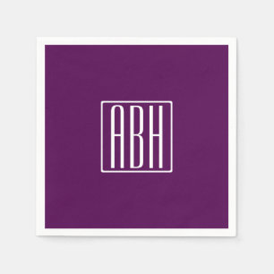 Initialmonogramm   White on Deep Lila Serviette