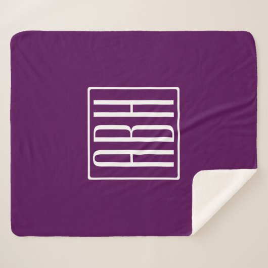 Initialmonogramm | White on Deep Lila Sherpadecke (Vorderseite (Horizontal))