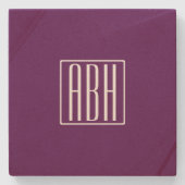 Initialmonogramm | White on Deep Lila Steinuntersetzer (Vorderseite)