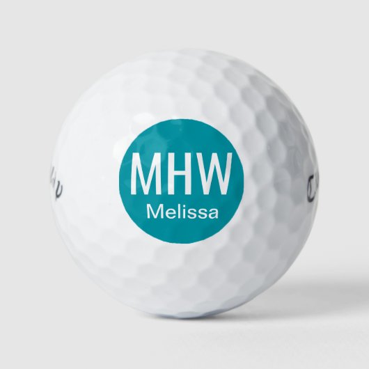 Initialname Aquamarin Golfball (Vorderseite)