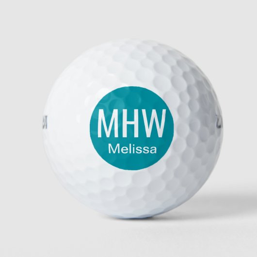 Initialname Aquamarin Golfball (Vorderseite)