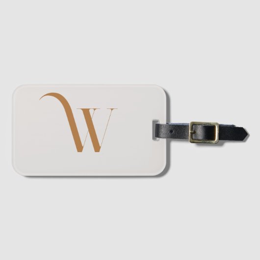 Initialname Brown Typografy Custom Monogram Gepäckanhänger (Vorderseite (Horizontal))