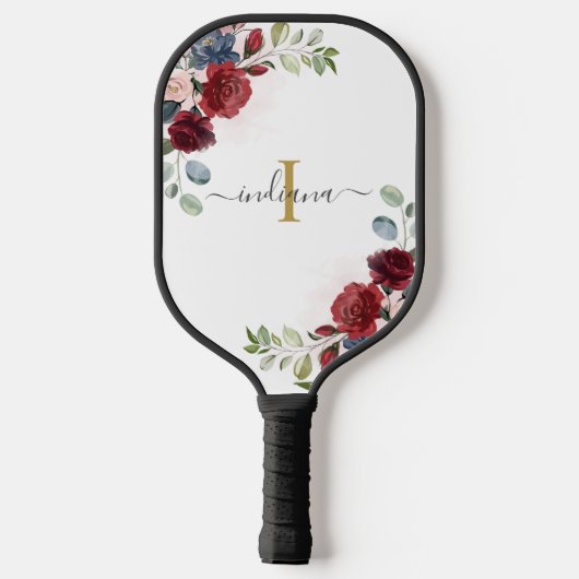 Initialname Burgundy Pickleball Schläger (Rückseite)