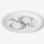 Initialname des benutzerdefinierten Monogramms Pappteller (Schrägansicht)