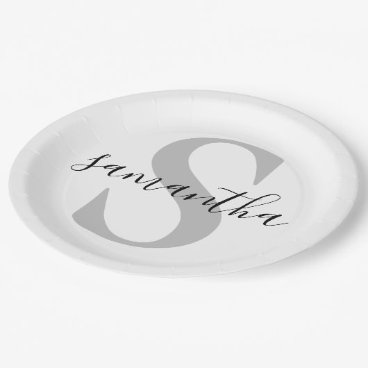 Initialname des benutzerdefinierten Monogramms Pappteller (Schrägansicht)