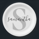 Initialname des benutzerdefinierten Monogramms Pappteller<br><div class="desc">Teller für das erste Monogramm-Namenspapier</div>