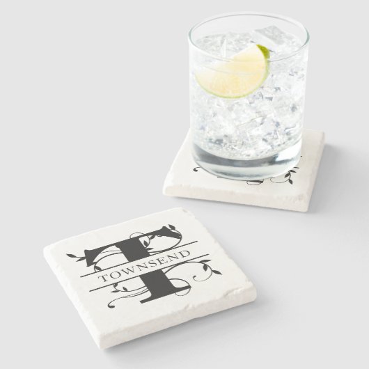 Initialname des Fettbotanischen Monogramms Steinuntersetzer (Seitenansicht)