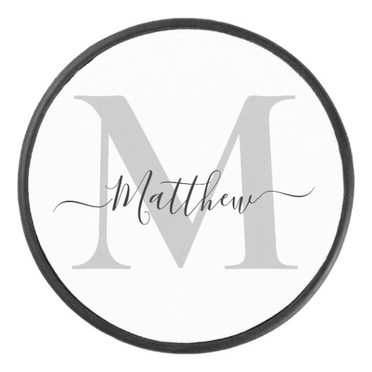 Initialname des Monogramms personalisieren Eishockey Puck (Vorderseite)