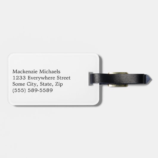 Initialname des Monogramms personalisieren Gepäckanhänger (Rückseite horizontal)