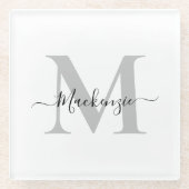 Initialname des Monogramms personalisieren Glasuntersetzer (Vorderseite)