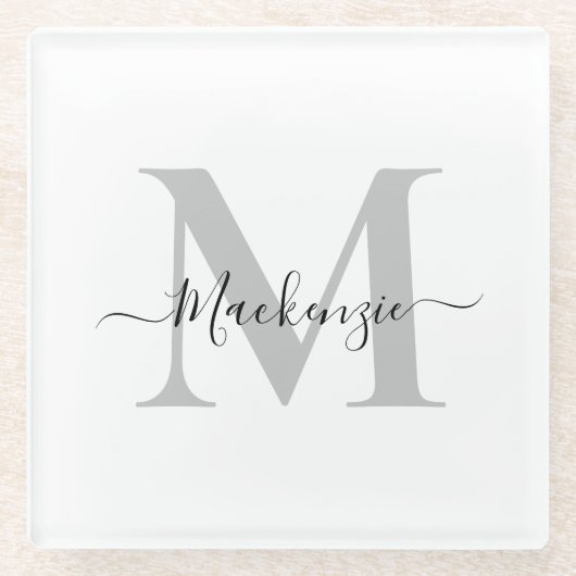 Initialname des Monogramms personalisieren Glasuntersetzer (Vorderseite)