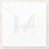 Initialname des Monogramms personalisieren Glasuntersetzer (Rückseite)