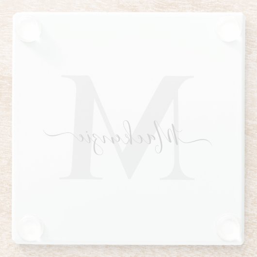 Initialname des Monogramms personalisieren Glasuntersetzer (Rückseite)
