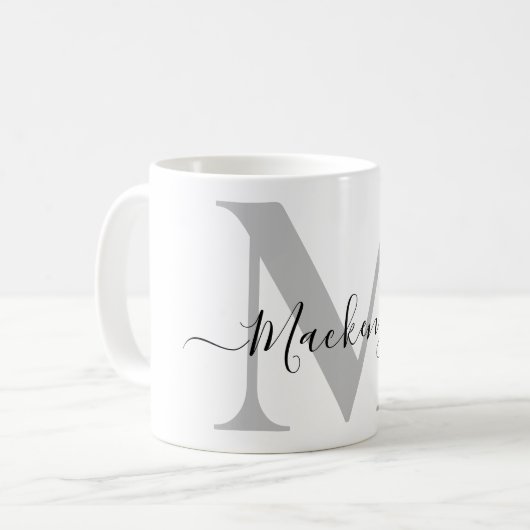 Initialname des Monogramms personalisieren Kaffeetasse (Vorderseite Links)