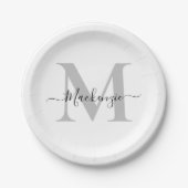 Initialname des Monogramms personalisieren Pappteller (Vorderseite)