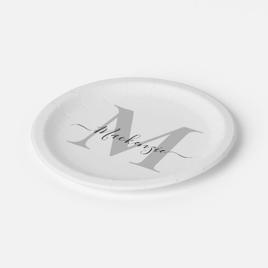 Initialname des Monogramms personalisieren Pappteller (Schrägansicht)