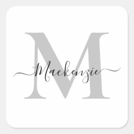 Initialname des Monogramms personalisieren Quadratischer Aufkleber