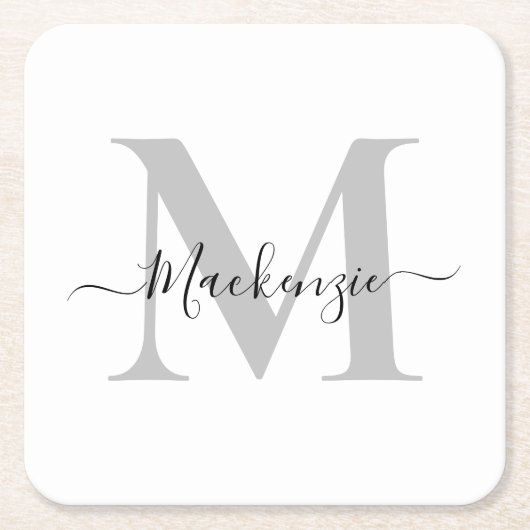 Initialname des Monogramms personalisieren Rechteckiger Pappuntersetzer (Vorderseite)