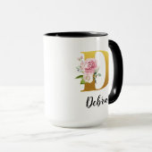 Initialname für das benutzerdefinierte florale Mon Tasse (VorderseiteRechts)