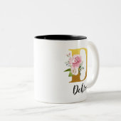 Initialname für das benutzerdefinierte florale Mon Zweifarbige Tasse (VorderseiteRechts)