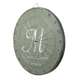 Initialname für elegante Sage Green & White Monogr Dartscheibe