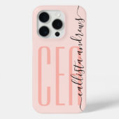 Initialname für Girly Modern Pink Monogram Case-Mate iPhone Hülle (Rückseite)