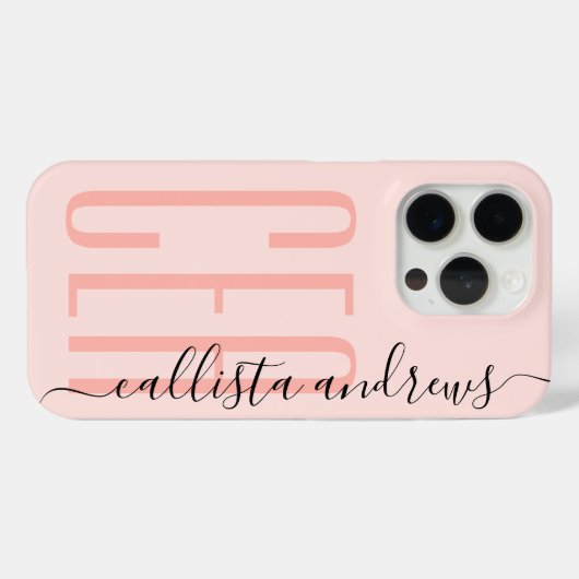 Initialname für Girly Modern Pink Monogram Case-Mate iPhone Hülle (Rückseite (Horizontal))