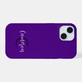 Initialname Minimalistisch Solid Deep Violet iPhone 15 Hülle (Rückseite (Horizontal))