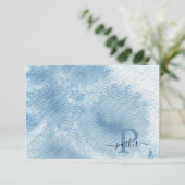 Initialname Monogram für benutzerdefinierte blaue  Dankeskarte (Stehend Vorderseite)