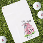 Initialname Monogram, Girly Pink Golfhandtuch