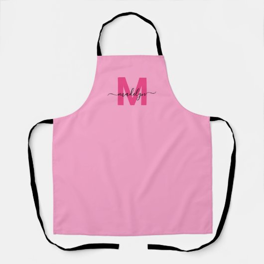 Initialname Monogram, Girly Pink Schürze (Vorderseite)