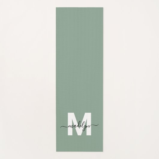 Initialname Monogram Sage Green Yogamatte (Vorderseite)