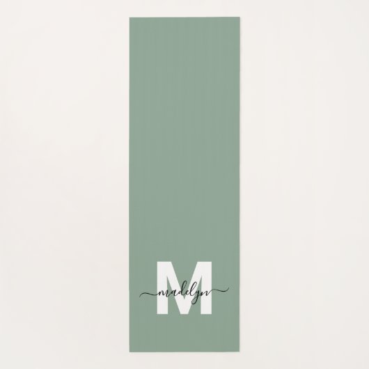 Initialname Monogram Sage Green Yogamatte (Rückseite)