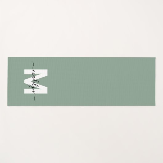 Initialname Monogram Sage Green Yogamatte (Vorderseite (Horizontal))