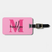 Initialname Monogramm für den heiß rosa Reisenden Gepäckanhänger (Vorderseite horizontal)