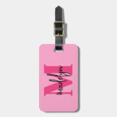 Initialname Monogramm für den heiß rosa Reisenden Gepäckanhänger (Vorderseite vertikal)