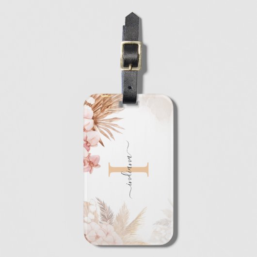 Initialname Pampas Grass Monogram Gepäckanhänger (Vorderseite Vertikal)