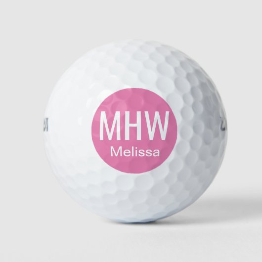 Initialname Pink Golf Balls Golfball (Vorderseite)