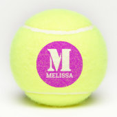 Initialname Retro Typografie Monogramm | Rosa Tennisbälle (Rückseite)