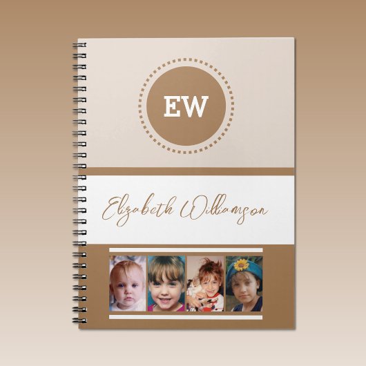 Initialnamen 4 Foto weiß braun hinzufügen Notizblock