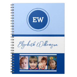 Initialnamen 4 Fotos blau hinzufügen Notizblock