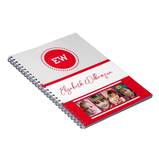 Initialnamen 4 Fotos grau hinzufügen Notizblock (Rechte Seite)