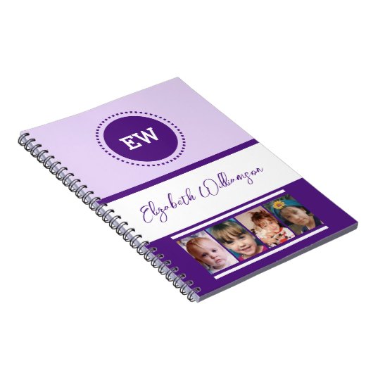 Initialnamen 4 Fotos lila hinzufügen Notizblock (Rechte Seite)