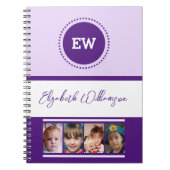 Initialnamen 4 Fotos lila hinzufügen Notizblock (Vorderseite)