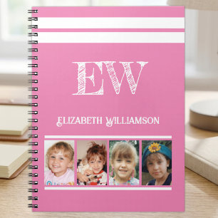 Initialnamen 4 Fotos rosa weiß hinzufügen Notizblock