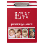 Initialnamen 8 Fotos rot hinzufügen Klemmbrett (Vorderseite)