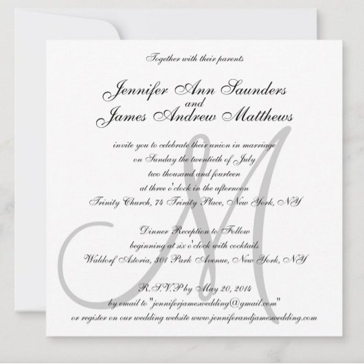 Initialnamen für Elegant Wedding Invitations Monog Einladung
